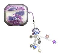 PIQIUZC Jolie coque de protection transparente compatible avec Airpods 4, paillettes liquides à paillettes kawaii pour Airpods 4, pour filles et femmes