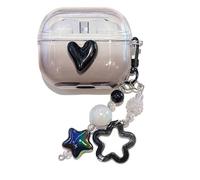 PIQIUZC Jolie coque pour Samsung Galaxy Buds 3/Buds 3 Pro, design créatif de dessin animé nœud fleurs en TPU transparent écouteurs coque accessoire avec pendentif pour femme (cœur)
