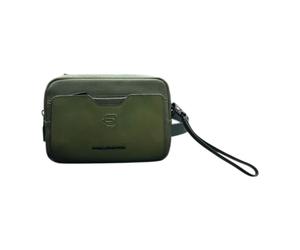Piquadro - Ael Leather Clutch Bag - Homme - Sacs - Vert - Taille: ONE Size