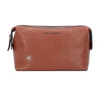 Piquadro Black Square Trousse de toilette Cuir véritable 23 cm brun