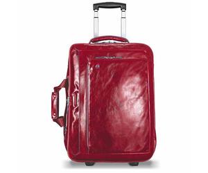 Piquadro Blue Square 2 roues Valise business Cuir véritable 51 cm Compartiment ordinateur rouge