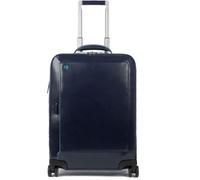 Piquadro Blue Square 4-roues trolley cabine cuir 55 cm compartiment ordinateur portable bleu