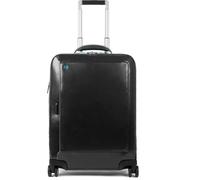 Piquadro Blue Square 4-roues trolley cabine cuir 55 cm compartiment ordinateur portable noir