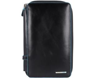 Piquadro Blue Square Étui pour passeport en cuir 14 cm noir