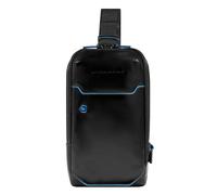 Piquadro Blue Square Sac à bandoulière en cuir 28 cm noir