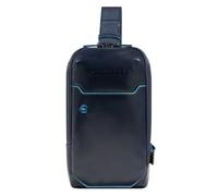 Piquadro Blue Square Sac à bandoulière en cuir 28 cm bleu