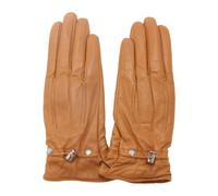 Piquadro - Gants en cuir avec élastique ajustable - Femme - Accessoires - Brun - Taille: M