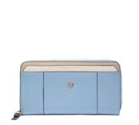 Piquadro Grand Portefeuille Femme zippé avec 4 Soufflets Femme Cuir Bleu/Beige