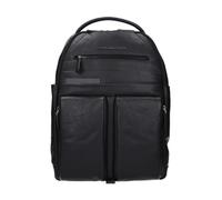 Piquadro, Homme, Sacs, Noir, Taille: ONE Size Sac à dos en cuir noir avec plusieurs compartiments