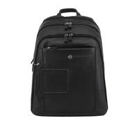 Piquadro, Homme, Sacs, Noir, Taille: ONE Size Sac à dos en cuir noir pour ordinateur portable multifonctionnel