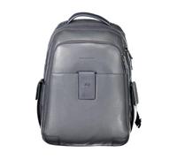 PIQUADRO Ili Sac à dos en cuir avec poches extérieures, bleu, M, Professionnel