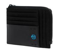 PIQUADRO P16 Sac de Cartes de crédit en Cuir et Tissu, Chevron/Noir, Taglia Unica, Contemporain