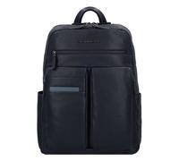 Piquadro Paavo Daypack Cuir véritable 43 cm Compartiment ordinateur bleu