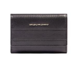 Piquadro Patricia Porte-monnaie Protection RFID Cuir véritable 9 cm noir