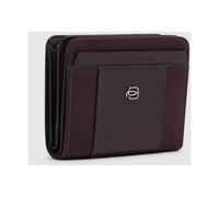 Piquadro - Petit Portefeuille avec Porte-Monnaie - Femme - Bordeaux Foncé | Cuir et tissu, Protection anti-fraude RFID, Logement cartes, Usage quotidien, Design élégant