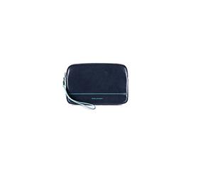 Piquadro - Pochette 2 Compartiments en Cuir Blue Square - Homme - Bleu Nuit