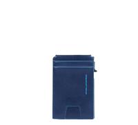 Piquadro Porte-Cartes Automatique avec Porte-DNI Rabattable Unisex Cuir Bleu Nuit
