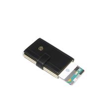 Piquadro Porte-Cartes Pop-up Automatique Femme métal et Cuir Noir