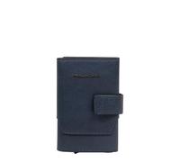 Piquadro Porte-Cartes Pop-up Automatique Homme métal et Cuir Bleu Acier