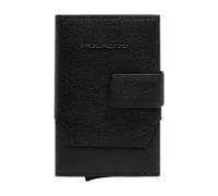 Piquadro Porte-Cartes Pop-up Automatique Homme métal et Cuir Noir