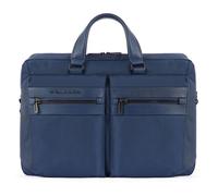 Piquadro Porte-documents Woody en cuir, compartiment pour ordinateur portable 43 cm bleu