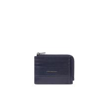 Piquadro Porte-Monnaie zippé avec Porte-Cartes de crédit Homme Cuir Bleu