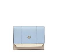 Piquadro Portefeuille à Trois Volets Femme, Petit Format Femme Cuir Bleu/Beige