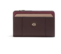 Piquadro - Portefeuille avec Porte-Monnaie en Cuir - Femme-Bordeaux et Rose | Protection anti-fraude RFID, Logement cartes, Usage quotidien, Design élégant