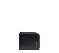 Piquadro - Portefeuille Blue Square - Cuir - Protection RFID, 4 emplacements pour Cartes, 1 Compartiment intérieur et Porte-Monnaie - Noir - Unisexe