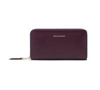 Piquadro - Grand Portefeuille Zippé en Cuir - Femme - Bordeaux | Protection anti-fraude RFID, Porte-monnaie, Logement cartes, Grande capacité, Usage quotidien, Design élégant