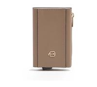 Piquadro - Portefeuille Compact Automatique - Femme - Taupe et Bleu | Cuir et tissu, Protection anti-fraude RFID, Porte-monnaie, Logement cartes, Usage quotidien, Design élégant