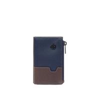 Piquadro Portefeuille Compact Pop-up avec Porte-Monnaie Homme Cuir et Tissu Bleu/Marron foncé