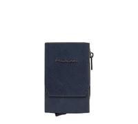 Piquadro Portefeuille Compact Pop-up avec Porte-Monnaie Homme métal et Cuir Bleu Acier
