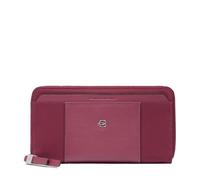 Piquadro Portefeuille Femme zippé à Quatre Soufflets Femme Cuir et Tissu Bordeaux