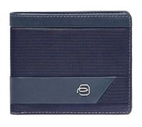 Piquadro Portefeuille Homme en Cuir Bleu, Classique, Intelligent, Slim, À Pression, 6 Compartiments, 9 Poches, 9 Sections, Bleu, WALLET