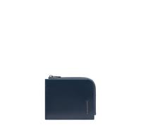 Piquadro Portefeuille Porte-Cartes de crédit Homme zippé Unisex Cuir Bleu Nuit