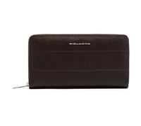 Piquadro - Grand Portefeuille Zippé en Cuir - Femme - Marron | Protection anti-fraude RFID, Porte-monnaie, Logement cartes, Grande capacité, Usage quotidien, Design élégant