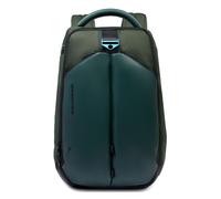 Piquadro Sac à dos pour ordinateur portable 14" avec 2 compartiments - en tissu et cuir végan - Vert