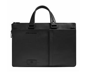 Piquadro Russel Attaché-case Protection RFID Cuir véritable 42 cm Compartiment ordinateur noir