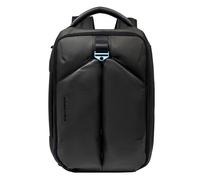 Piquadro - Sac à dos pour ordinateur portable 15,6" - Cuir et tissu technique - Noir - Homme