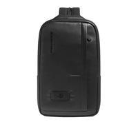 Piquadro - Sac à dos bandoulière homme avec porte-iPad - Cuir de haute qualité - Noir - Élégant et pratique