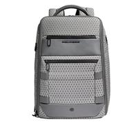 Piquadro - Sac à dos de voyage modulaire 2 en 1 avec compartiment pour ordinateur portable 15,6" en cuir et tissu - Gris - Homme