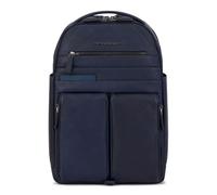 PIQUADRO Sac à dos porte-PC15,6" en cuir, BLEU, bleu