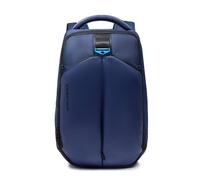 Piquadro Sac à dos pour ordinateur portable 14" avec 2 compartiments - en tissu et cuir végan - Couleur bleue