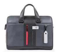 Piquadro Sac à ordinateur 15,6" avec deux compartimemts Homme cuir gris/noir