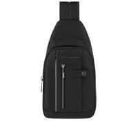 Piquadro - Sac de poitrine pour iPad®mini en tissu et cuir avec lumière LED et poche pour AirPods® - Homme - Sacs - Noir - Taille: ONE Size