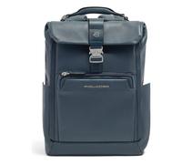 Piquadro Tebe Daypack Protection RFID Cuir véritable 44 cm Compartiment ordinateur bleu
