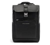 Piquadro Tebe Daypack Protection RFID Cuir véritable 44 cm Compartiment ordinateur noir
