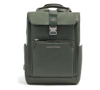 Piquadro Tebe Daypack Protection RFID Cuir véritable 44 cm Compartiment ordinateur vert
