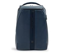 Piquadro Victor Daypack Cuir véritable 40 cm Compartiment ordinateur bleu